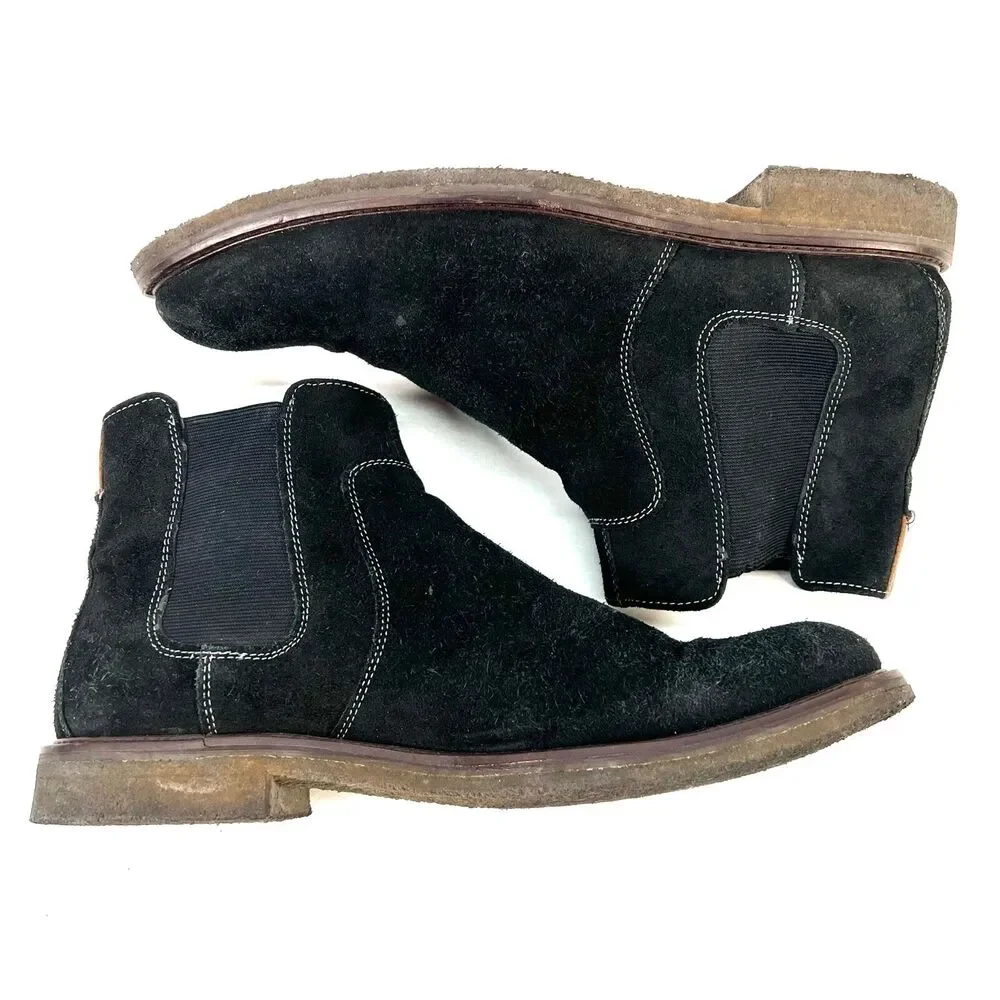 Johnston & Murphy Men's Chelsea Style Boot Size 9.5 Black Suede, MSRP $198